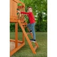 thumbnail image 3 of Creative Cedar Designs Timber Valley Wooden Playset with Wooden Roof, Glider Swing, Sandbox, Climbing Wall, Ladder, Slide & Belt Swings, 3 of 9