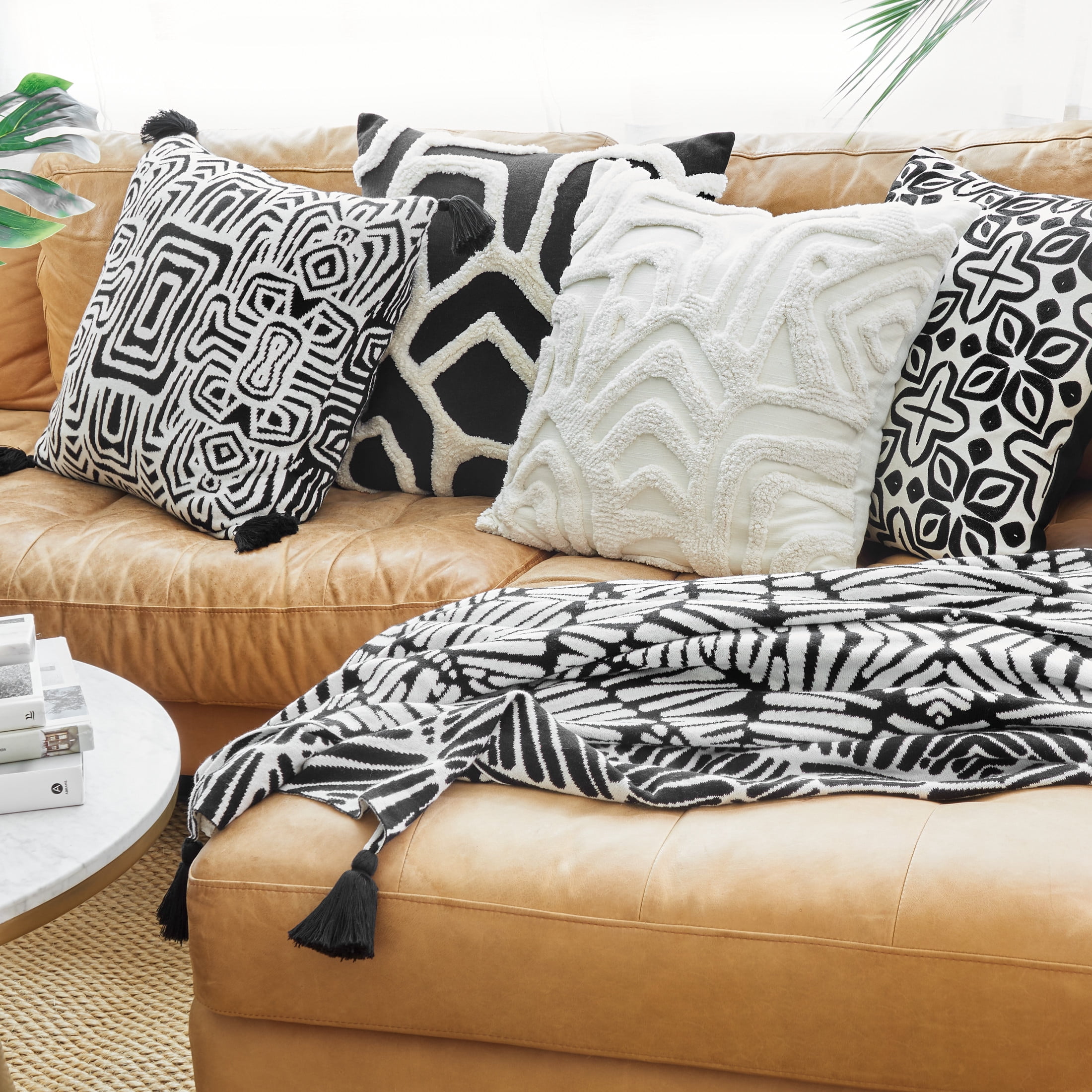 Rochelle Porter Design Oga Throw Black, 50in x 60in, Rectangle, Black, White, 1 Piece, Cotton, Adult