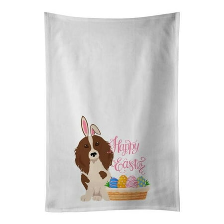

28 x 19 in. Longhair Red Pedbald Dachshund Easter White Kitchen Towel Set of 2