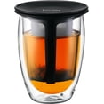thumbnail image 1 of Bodum Tea for One Double 0.35-Liter Wall Glass Tea Strainer, 12-Ounce, Black, 1 of 3