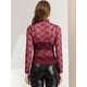 thumbnail image 5 of INSPIRE CHIC Blusa de encaje floral transparente con cuello simulado de manga larga para mujer borgo?a XS, 5 of 6