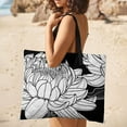 thumbnail image 5 of Black And White Ink Flower Outdoor Picnic Blanket, Foldable Waterproof Beach Mat, Portable Beach Blanket for Beach Camping, Hiking, Family Concerts, 5 of 8