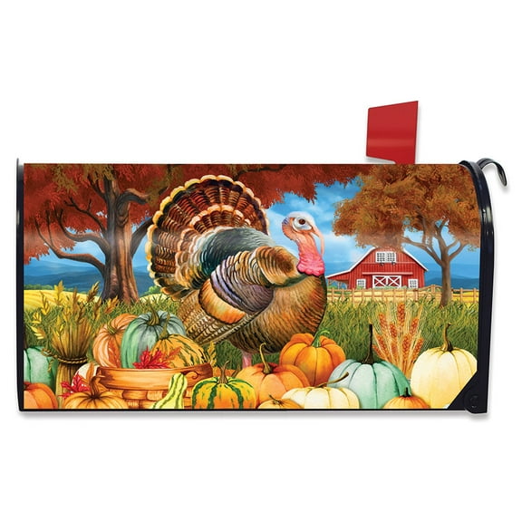 Briarwood Lane Turkey And Pumpkins Fall Mailbox Cover