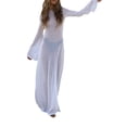 thumbnail image 1 of SAYOO Traje de baño para mujer, color sólido, manga larga, sin espalda, vestido de cuerpo entero para traje de baño, blanco SAYOO  Casual, 1 of 9