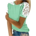 thumbnail image 1 of Blouses pour Femmes, Femmes Imprimé Manches Courtes Col Rond Chandail Dentelle Hauts Chemises Blouse, 1 of 2