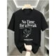 thumbnail image 1 of Men's 100% Cotton Graphic T-Shirt - "No Time for a Break" Watch Design, Casual & Comfortable Short Sleeve Tee, Maroon with Black Print, All-Season Wear, Teen Fashion | Relaxed Fit Top | Cotton Tee, 1 of 6