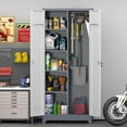 thumbnail image 2 of Garage garage Storage storage Organizer Tool GREATMEET 72'' Metal Utility Cabinet with Pegboard & Hanging Bars, Double Door Cleaning Supply Adjustable Shelves, Tall Janitor Cabinet, Gray White, 2 of 3