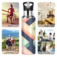 thumbnail image 7 of Yayeee 33oz Insulated Water Bottle Double Wall Stainless Steel with Flip Straw Lid, Green Stripes, 7 of 7