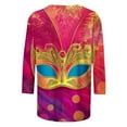 thumbnail image 4 of Mifsaly Womens Mardi Gras Shirt Classic Print 3/4 Sleeve Crewneck Blouse Dressy Casual Pullover Tops Lightweight Trendy Carnival T-Shirts Spring Summer Festival Party Outfits XXXL, 4 of 5