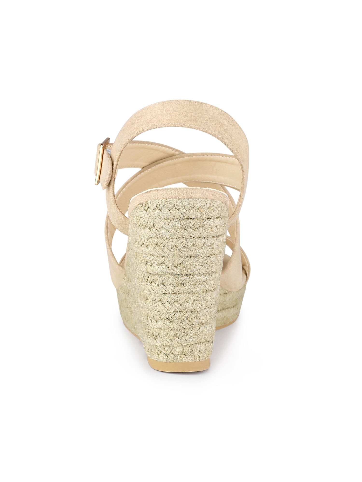 DARING DIVA Women's Stylish Espadrilles Platform Slingback Wedges Sandals Beige 8.5