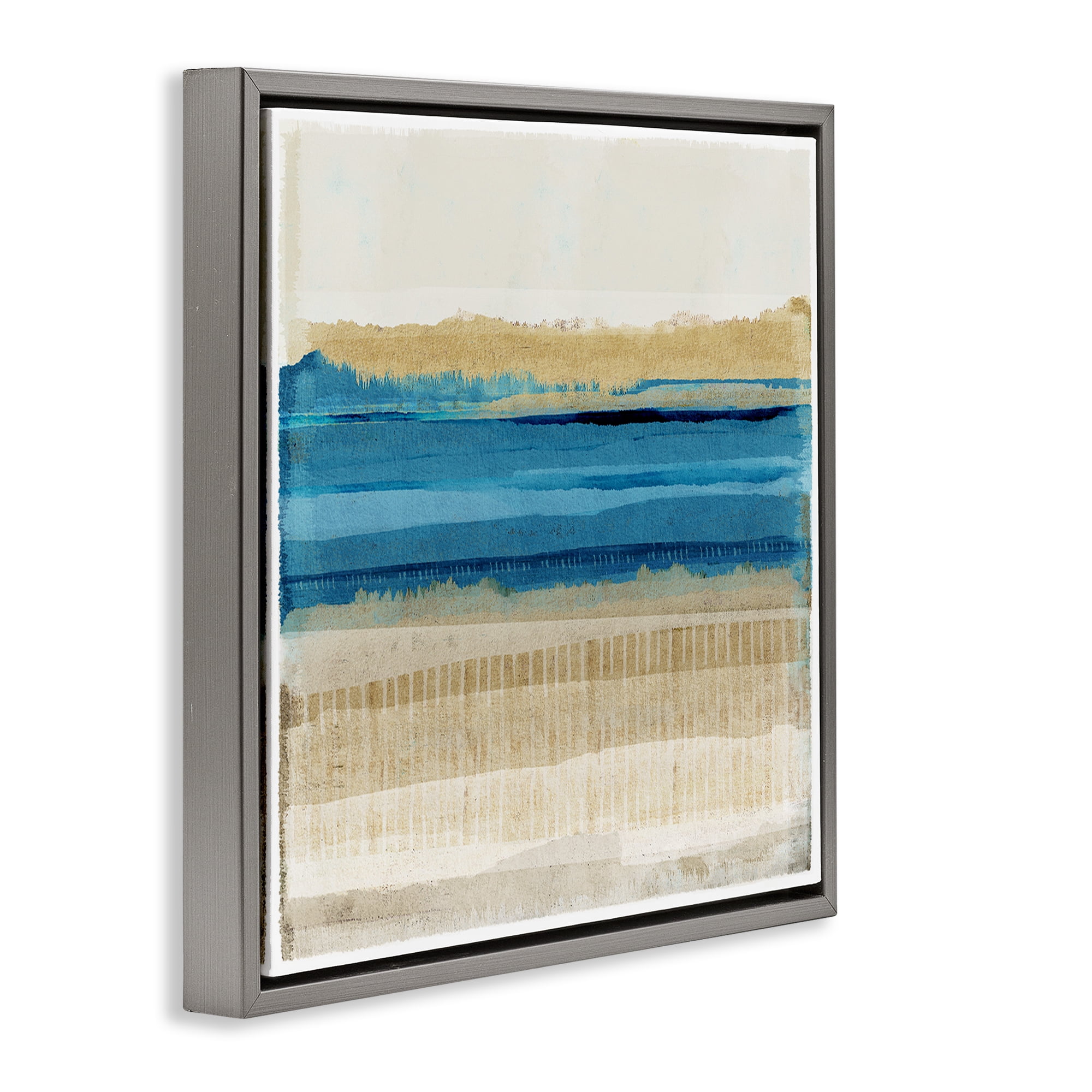Stupell Industries Blue Daze Abstraction Abstract Painting Gray Floater Framed Canvas Art Print Wall Art, 25 x 25