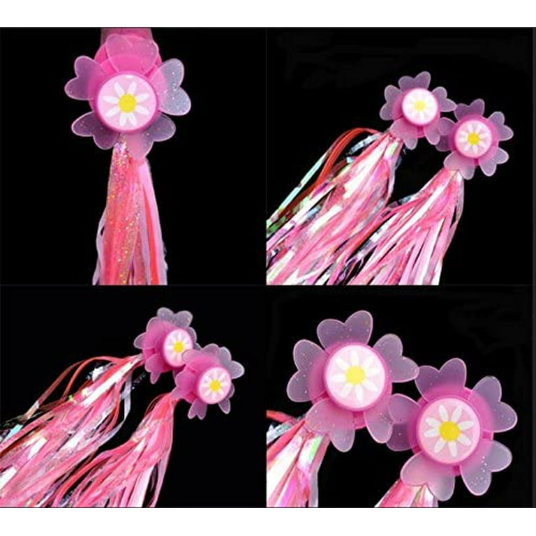 1 Pair Bike Handlebar Grips Streamers Pom-pom Ribbon Sparkle Tassel Poms  for Kids Children Scooter Trike Bicycle Cycling Carrier Attachment  Accessories (Sunflower) 