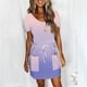 thumbnail image 2 of Mini Vestido de Verano Color Sólido Cuello en V Manga Corta Vestido de Becerro Medio, Vestido Corto de Verano, 2 of 5