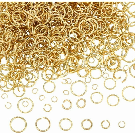 900Pcs 18K Gold Jump Rings 6 Style 3/4/5/6/7/8mm Open Jump Rings Stainless Steel Bulk Connecting Jewelry Connectors for Jewelry Making Necklace Earrings