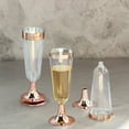 thumbnail image 1 of HLONK 12 Pack | 6oz Gold Rim Glittered Plastic Champagne Glasses  Disposable Flutes With Detachable Base, 1 of 11