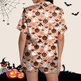 thumbnail image 6 of Halloween Pajamas Women Ghost Pumpkin Print Short Sleeve Button Shirts Shorts Sets Spooky & Cute 2 Piece Pjs Sets (Khaki XXL), 6 of 6