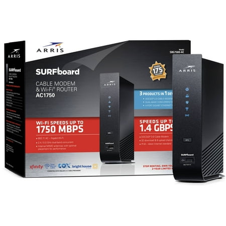 ARRIS SURFboard SBG7580-AC DOCSIS 3.0 Cable Modem/WiFi AC 1750 (Best Cable Modem And Wireless Router)