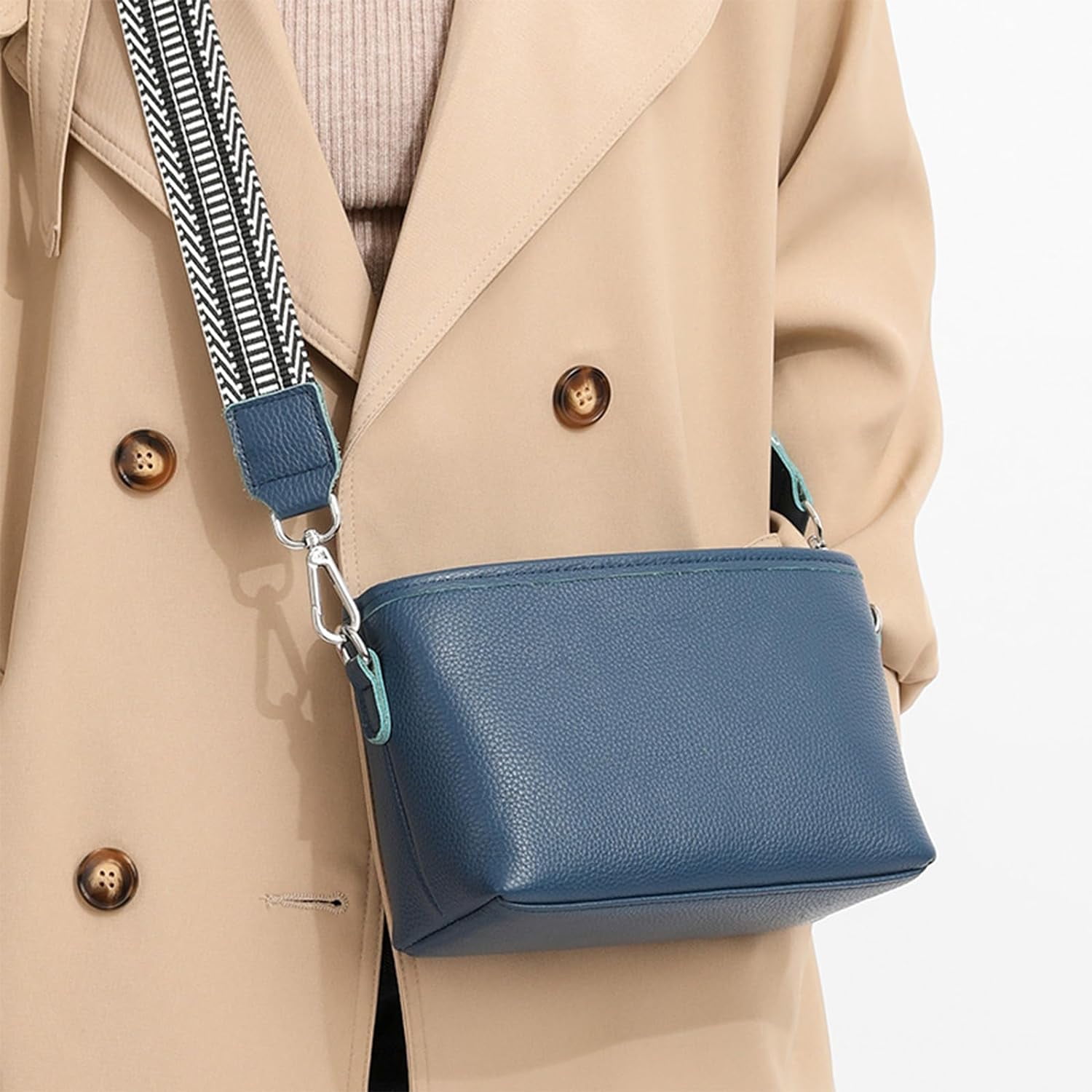 HMSHA Crossbody Bags for Women, Trendy Leather Crossbody Camera Bag Purse with Guitar Strap Small Shoulder Handbag