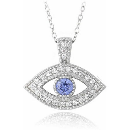 Tanzanite and Clear CZ Sterling Silver Evil Eye (Best Evil Eye Jewelry)