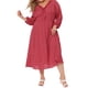 thumbnail image 2 of Vestido de mujer de talla grande Agnes Orinda, de mangas largas, con escote en V y volantes, 4X rojo, 2 of 6