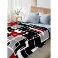 thumbnail image 5 of California King Flat Sheet 108"x98", Red Black Geometric Soft Lightweight Bedding Flat Sheets Only, Modern Color Block Abstract Brushed Microfiber Top Bed Sheet, Breathable StainResistant Bedsheets, 5 of 9