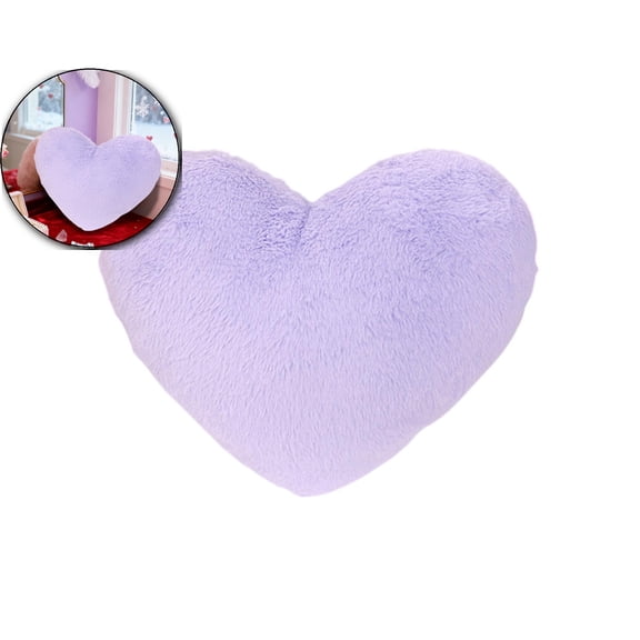 Faux Rabbit Fur Heart-Shaped Throw Pillow – 13x9.8in Ultra-Soft Decorative Cushion for Sofa, Bed & Bedroom – Plush Romantic Home Decor