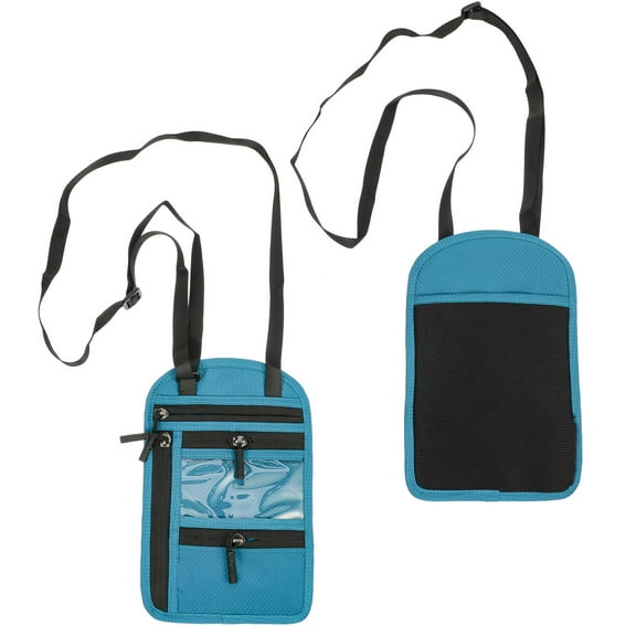 HOOWIFFY Blue Multifunctional ID Card Passport Holder Portable Mini Crossbody Bag for Storage Nylon 7.5 x 5.5 inches