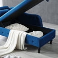 thumbnail image 2 of 60" Storage Chaise Lounge with 1 Pillow, Multifunctional Velvet Button Tufted Long Lounger with Nailhead Trimmed and Solid Wood Legs, Sleeper Lounge Sofa for Apartment Living Room Office, Blue, 2 of 5