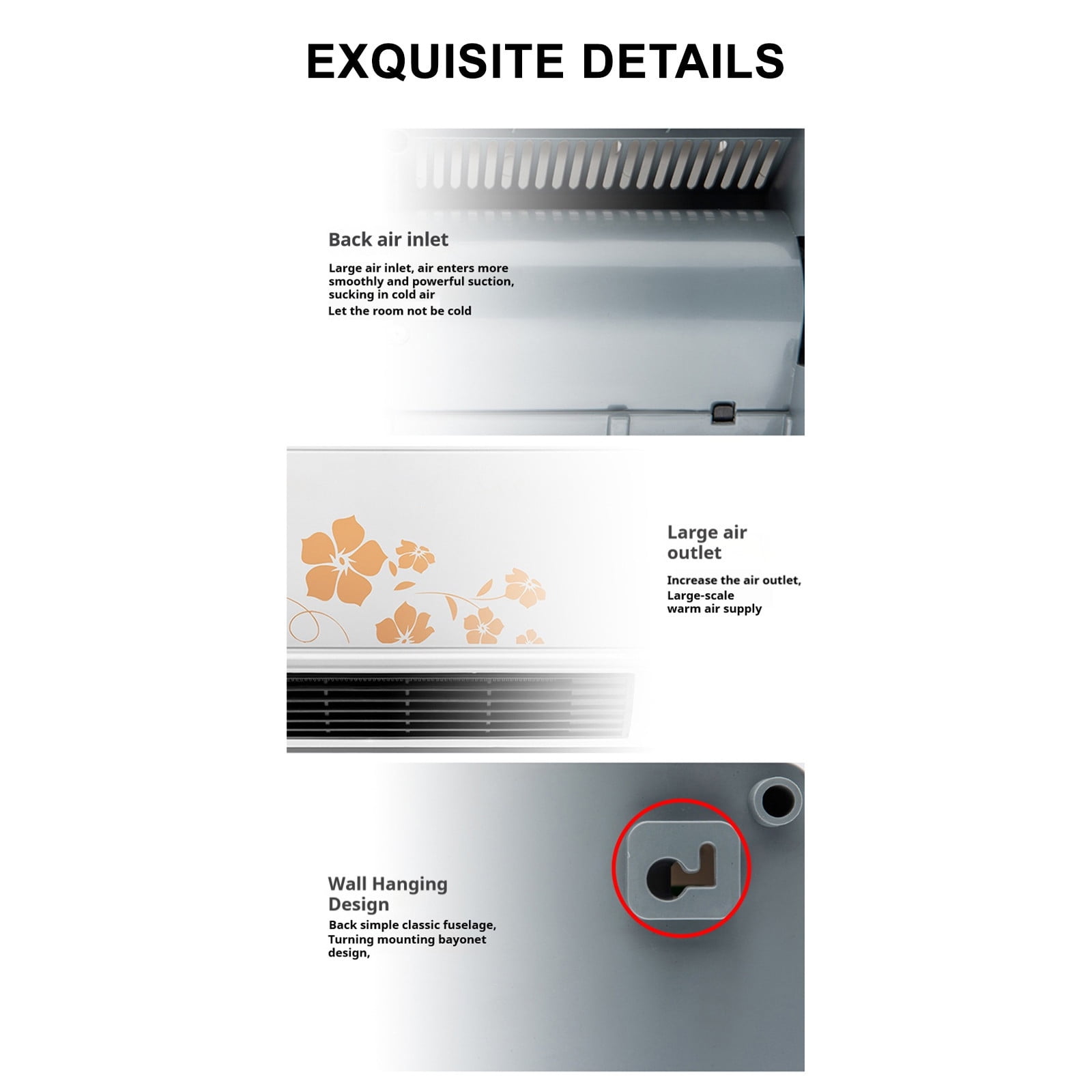 Wdhugt White Heater And Fan Combo Portable Mini Split 2 In 1 Ac And Heater Product Power 1500W Highly Efficient Wide Angles Mobile Small Air Conditioner Rated Voltage 220-50Hz