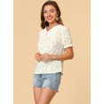 thumbnail image 4 of Blusa Allegra K Con Volantes En la Manga y Cuello Peter Pan Floral Blanco M, 4 of 6