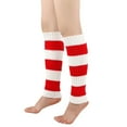 thumbnail image 2 of Protège-jambes Chauds en Tricot à Motif Rayé d'Hiver pour Hommes et Femmes, Chaussettes à Poil pour Bottes, Chauffe-Jambes, Chauffe-Jambes Rouges, 2 of 4