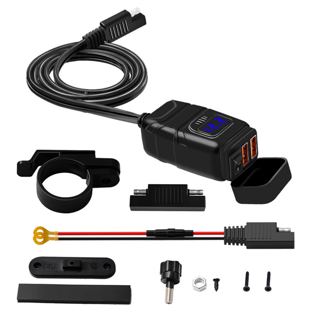 Motorcycle SAE to USB Adapter Cable w/ Waterproof Caps GPS Cell Phone Charger