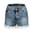 thumbnail image 5 of Puntoco Women Clearance Pants Slim Was Thin Elasticity Lace with Zipper Denim Shorts Blue, 5 of 9