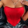thumbnail image 2 of XFLWAM Corset Top Strapless Open Back Boned Bustier for Women Party Trendy Clubwear Crop Tops Red M, 2 of 7