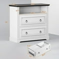 thumbnail image 2 of 2 Drawer File Cabinet, Farmhouse Filing Cabinet for Home Office Fits Letter, Legal, A4 Size, Wood Lateral File Cabinet with Printer Stand, Storage Shelf, White, 2 of 7