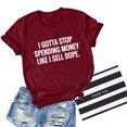 thumbnail image 2 of Gibobby Casual Playera de Manga Corta para Mujer Mujeres rubias cómodas Top Blouse(Vino,G), 2 of 5