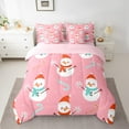 thumbnail image 2 of Manfei Kawaii Snowman Bedding Comforter Set 7pcs for Girls Cute Pink Full Bedding Set, Merry Xmas Happy New Year Gifts Fitted Sheet Flat Sheet, Breathable Home Decor, 2 of 8