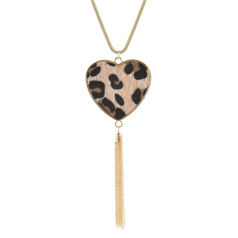 OUTAD Women Necklace Leopard Peach 