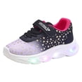 thumbnail image 4 of Toddler Girls Led Shoes Kids Light up Running Walking Sneakers All Season Comfortable Slip on Mesh Knit Footwear Black Size 5.5 Toddler, 4 of 4