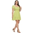 thumbnail image 2 of Pastel by Vivienne Women's Square Neck A-Line Mini Dress Plus Size Lime X-Large, 2 of 4