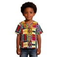 thumbnail image 3 of Glisme Boys Graphic Tees Africa Classic Childrens Dashiki Casual Loose Shirt For Boys Girls Khaki T-Shirt Size 1-2 Years, 3 of 8