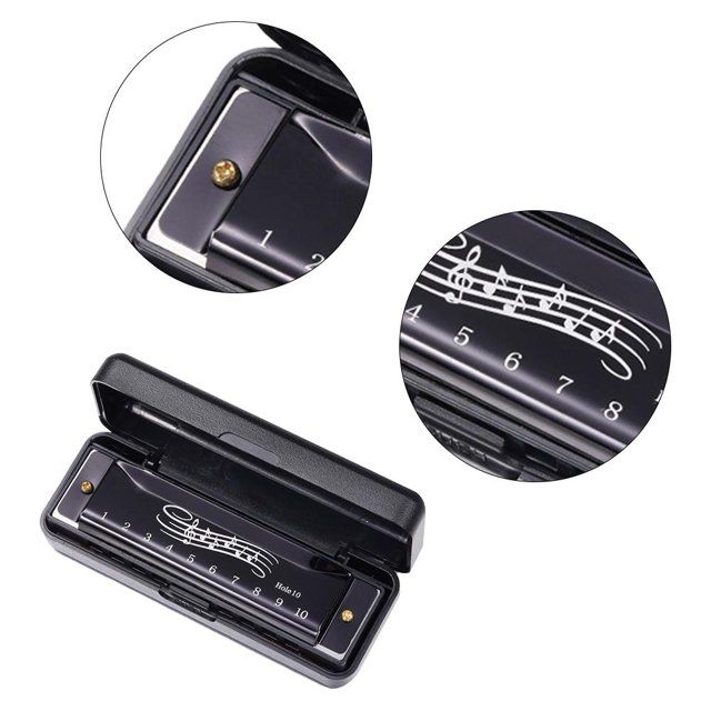 Armónica portátil de 10 agujeros y 20 tonos, regalo para adultos y niños (negro) DQrwqpou Para Estrenar