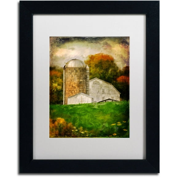 Trademark Fine Art "Down on the Farm" Canvas Art by Lois Bryan White Matte, Black Frame