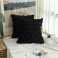 thumbnail image 1 of 2pcs Soft Plush Woolen Short Velvet Decorative Cushion Covers Luxury Style For Sofa Bedroom Black 45x45cm, 1 of 1