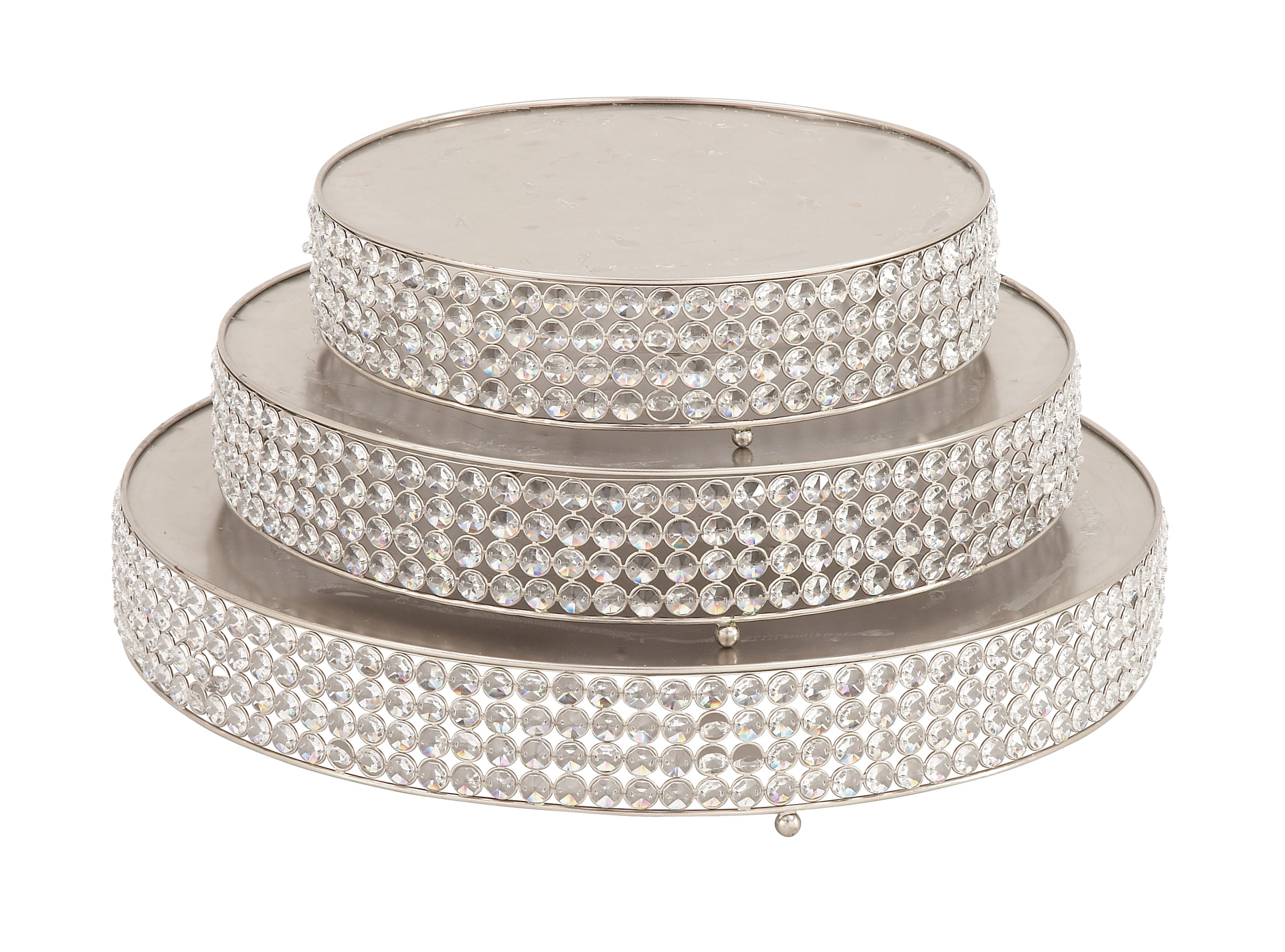 Amalfi Decor 18 Inch Round Shiny Metallic Wedding Cake Stand Plateau Silver Plated Stainless Steel Frame Walmart Com