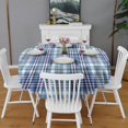 thumbnail image 2 of Blue White and Yellow Checkered Pattern Round Tablecloth 60"x60",Wrinkle Wipeable Table Cloth for Kitchen Dining Room Picnic Patio Party, 2 of 6