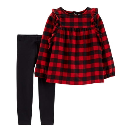 Child of Mine by Carter's Toddler Girl Long Sleeve Plaid Top & Leggings, 2 pc Outfit set