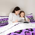 thumbnail image 5 of Feelyou Leopard Print Twin Comforter Sets, Purple Abstract Stripe Bedding Set, 2pcs, 5 of 8