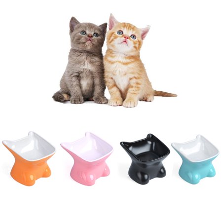 Bobasndm Cat Bowl Anti Vomiting, Raised Cat Food Bowls, Tilted Elevated Cat Bowl, Ceramic Pet Food Bowl for Flat Faced Cats, Small Dogs, Protect Pet's Spine, Dishwasher Safe