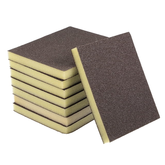 Bloque de lijado de grano grueso 80, tamaño 4.72" x 3.86" x 0.47", paquete de 8 esponjas de lijado